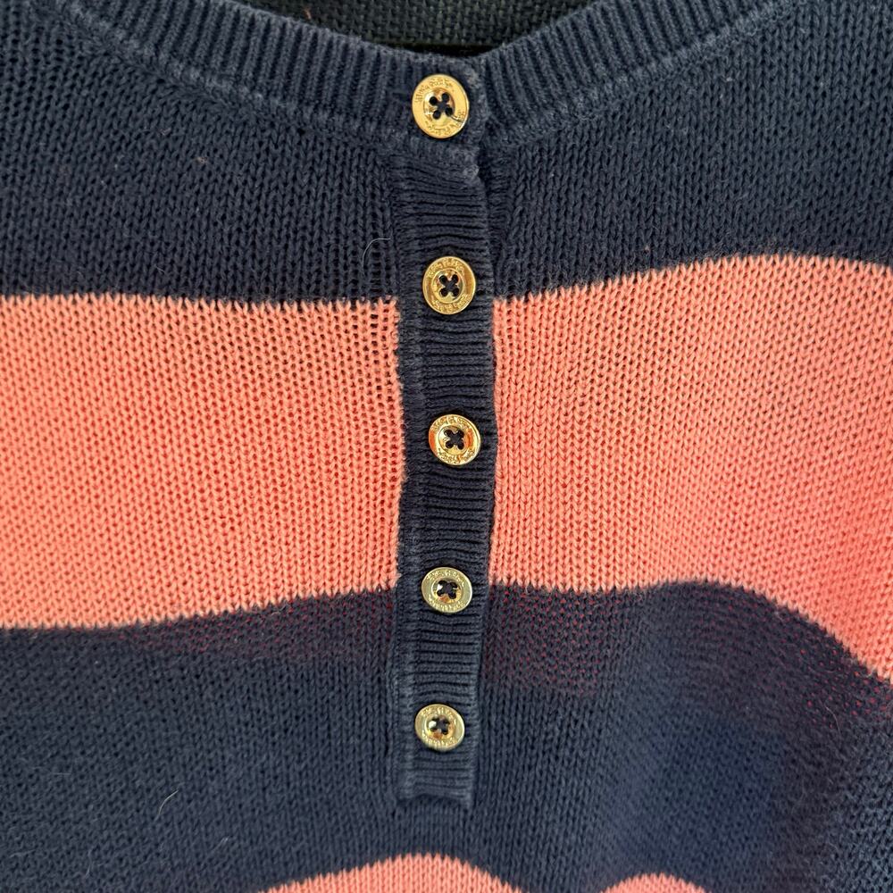Lilly Pulitzer Adair Sweater – Size M – Pink Navy Stripe Henley Pullover Knit - Picture 7 of 10